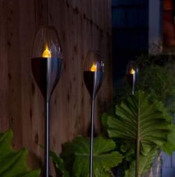Marco Paul 4pc Solar Flame Effect Garden Lights in Silver - thumbnail 1