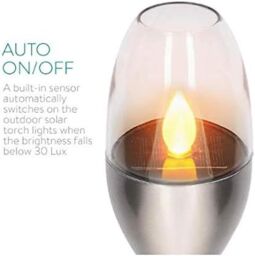 Marco Paul 4pc Solar Flame Effect Garden Lights in Silver - thumbnail 4