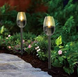 Marco Paul 4pc Solar Flame Effect Garden Lights in Silver - thumbnail 5