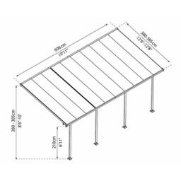 Palram Patio Cover Feria 4M Deep 4X6.06 Clear - L606 x W385 x H305 - Grey - thumbnail 3