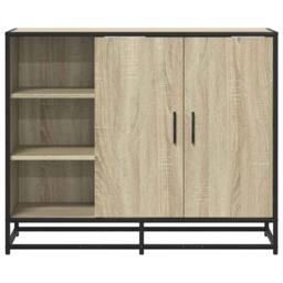 Berkfield Home Sideboard Sonoma Oak 92x35x76 cm Engineered Wood in Light Tan - Size: 92 x 35 x 76 cm - thumbnail 4