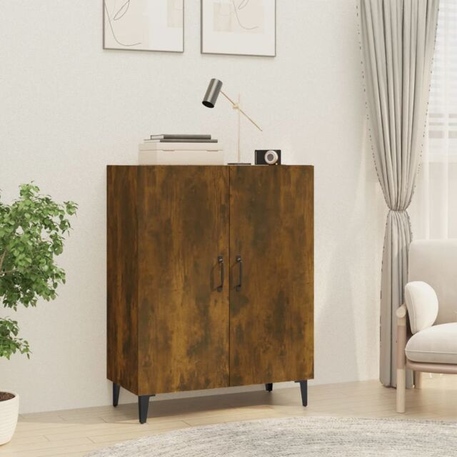 Berkfield Home Sideboard Smoked Oak 70x34x90 cm Engineered Wood in Brown - Size: 70 x 34 x 90 cm - image 1