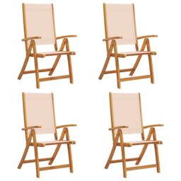 Berkfield Home Folding Garden Chairs 4 pcs Solid Wood Acacia & Textilene in Brown - thumbnail 2