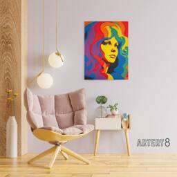 "Artery8 1960s Psychedelic Rainbow Woman Portrait Canvas Wall Art Print - Size: W18"" x H24""" - thumbnail 3