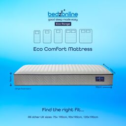 Bedzonline E-Comfort Hydro Sprung 3FT Mattress - with Premium Comfort & Cool Breathable Design in Grey - Size: Single - thumbnail 2