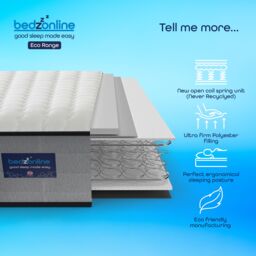Bedzonline E-Comfort Hydro Sprung 3FT Mattress - with Premium Comfort & Cool Breathable Design in Grey - Size: Single - thumbnail 5