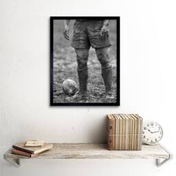"Artery8 Rugby Player Ball Mud Bowl Black White 12x16"" Framed Art Print in Grey - Size: W12"" x H16""" - thumbnail 2