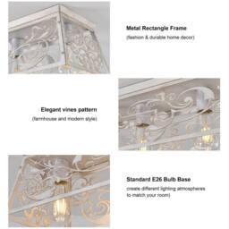 NIVOR 6 Light 115cm Metal Farmhouse Dimmable Flush Mount Ceiling Chandelier in White - thumbnail 9