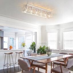 NIVOR 6 Light 115cm Metal Farmhouse Dimmable Flush Mount Ceiling Chandelier in White - thumbnail 6