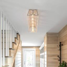 NIVOR 6 Light 115cm Metal Farmhouse Dimmable Flush Mount Ceiling Chandelier in White - thumbnail 8