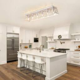 NIVOR 6 Light 115cm Metal Farmhouse Dimmable Flush Mount Ceiling Chandelier in White - thumbnail 5