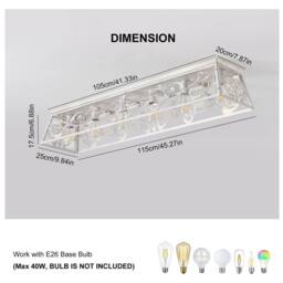 NIVOR 6 Light 115cm Metal Farmhouse Dimmable Flush Mount Ceiling Chandelier in White - thumbnail 2