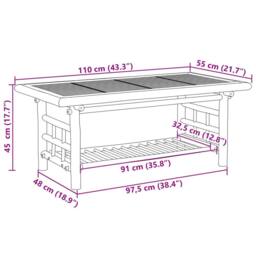 Berkfield Home Decorative Coffee Table 110x55x45 cm Bamboo in Light Brown - Size: 110 x 55 x 45 cm - thumbnail 7