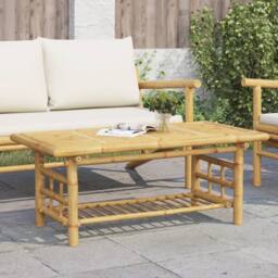 Berkfield Home Decorative Coffee Table 110x55x45 cm Bamboo in Light Brown - Size: 110 x 55 x 45 cm - thumbnail 2