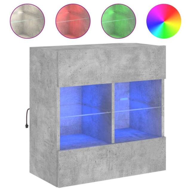 Berkfield Home TV Wall Cabinet with LED Lights Concrete Grey 58.5x30x60.5 cm - image 1