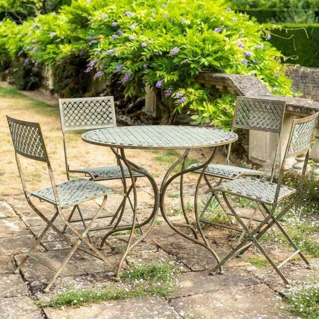 Ascalon Design Ltd Marlboro Bistro Set - 5pc - L90 x W90 x H76 cm - Antique Blue Rust