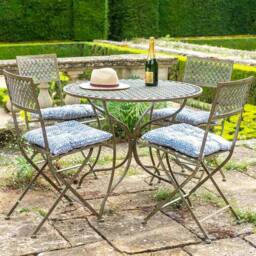 Ascalon Design Ltd Marlboro Bistro Set - 5pc - L90 x W90 x H76 cm - Antique Blue Rust - thumbnail 2