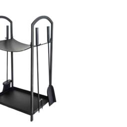 Ivyline Curved Log Holder with Companion Set Black H71cm W39cm - thumbnail 3