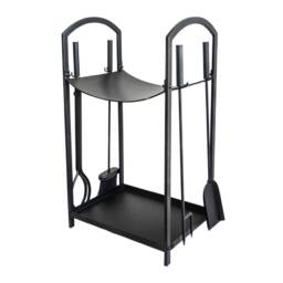 Ivyline Curved Log Holder with Companion Set Black H71cm W39cm - thumbnail 2