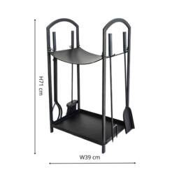 Ivyline Curved Log Holder with Companion Set Black H71cm W39cm - thumbnail 4