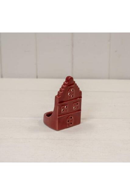 KDMD Red Ceramic Tealight Holder House with Round Edged Roof - image 1