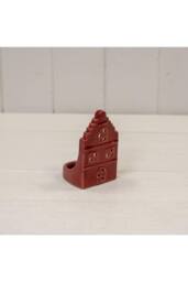 KDMD Red Ceramic Tealight Holder House with Round Edged Roof - thumbnail 2