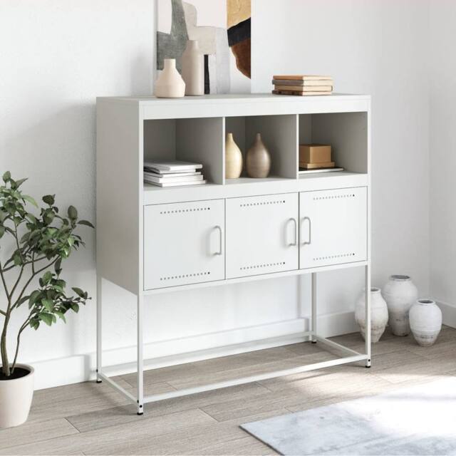 Berkfield Home Sideboard White 100.5x39x107 cm Steel - image 1