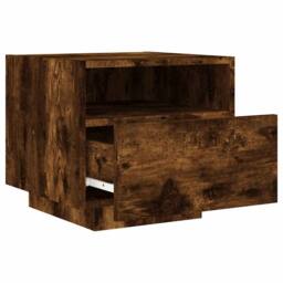 Berkfield Home Bedside Cabinet with LED Lights Smoked Oak 40x39x37 cm in Brown - Size: 40 x 39 x 37 cm - thumbnail 6