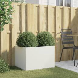 Berkfield Home Planter White 62x47x46 cm Steel - Size: 62 x 47 x 46 cm - thumbnail 1