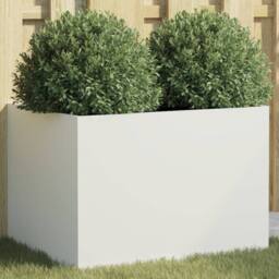 Berkfield Home Planter White 62x47x46 cm Steel - Size: 62 x 47 x 46 cm - thumbnail 2