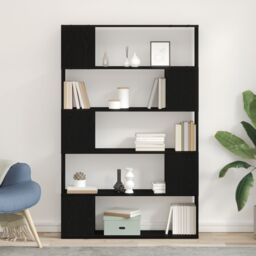 Berkfield Home Black Oak Book Shelf 100x24x155 cm Made with Engineered Wood - Size: 100 x 24 x 155 cm - thumbnail 1
