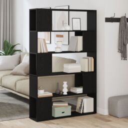 Berkfield Home Black Oak Book Shelf 100x24x155 cm Made with Engineered Wood - Size: 100 x 24 x 155 cm - thumbnail 4