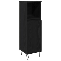 Berkfield Home Bathroom Cabinet Black Oak 30x30x100 cm Engineered Wood - Size: 30 x 30 x 100 cm - thumbnail 2