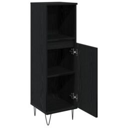 Berkfield Home Bathroom Cabinet Black Oak 30x30x100 cm Engineered Wood - Size: 30 x 30 x 100 cm - thumbnail 5