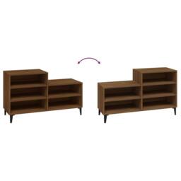 Berkfield Home Shoe Cabinet Brown Oak 102x36x60 cm Engineered Wood - Size: 102 x 36 x 60 cm - thumbnail 5