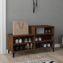 Berkfield Home Shoe Cabinet Brown Oak 102x36x60 cm Engineered Wood - Size: 102 x 36 x 60 cm - thumbnail 6