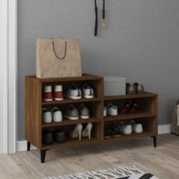 Berkfield Home Shoe Cabinet Brown Oak 102x36x60 cm Engineered Wood - Size: 102 x 36 x 60 cm - thumbnail 2