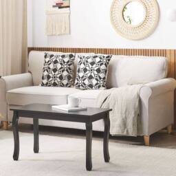 Wyld and Coco Maison Chic Coffee Table - Black MDF Top Pine Cabriole Legs 80x40 cm - thumbnail 1