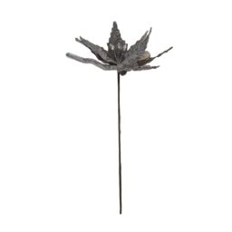 Samuel Alexander 50cm Silver Velvet Poinsettia Stem with Glitter Christmas Decoration - thumbnail 2