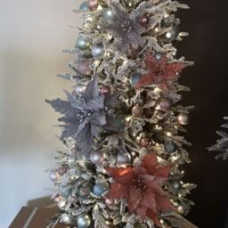 Samuel Alexander 50cm Silver Velvet Poinsettia Stem with Glitter Christmas Decoration - thumbnail 6
