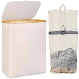 VOGREX Beige Laundry Basket Washing Storage Clothes Hamper Large Bin