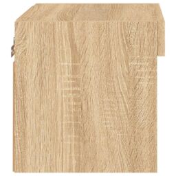 Berkfield Home Bedside Cabinet with LED Lights Wall-mounted Sonoma Oak in Brown - thumbnail 8