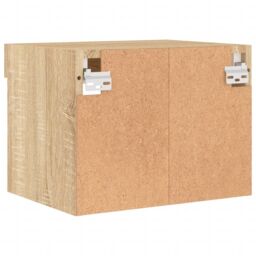 Berkfield Home Bedside Cabinet with LED Lights Wall-mounted Sonoma Oak in Brown - thumbnail 9