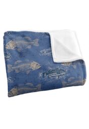 JQ Licensing Bass To The Bone Fishing Pattern Silky Touch Super Soft Throw Blanket 152 X 127 cm in White - thumbnail 3