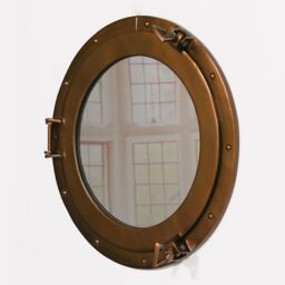 Glasstone Large Antiqued Brass Style Port Hole Mirror in Bronze - thumbnail 3