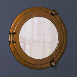 Glasstone Large Antiqued Brass Style Port Hole Mirror in Bronze - thumbnail 1