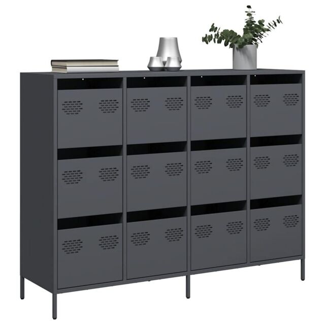 Berkfield Home Sideboard Anthracite 135x39x103.5 cm Cold-rolled Steel in Black - image 1