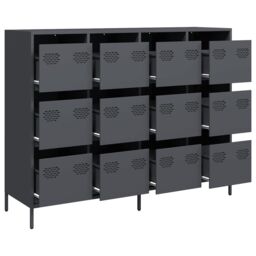 Berkfield Home Sideboard Anthracite 135x39x103.5 cm Cold-rolled Steel in Black - thumbnail 4