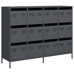 Berkfield Home Sideboard Anthracite 135x39x103.5 cm Cold-rolled Steel in Black - thumbnail 2