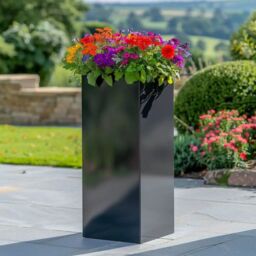 Access Garden Products 100cm Zinc Galvanised Polished Black Tall Square Planter - thumbnail 4